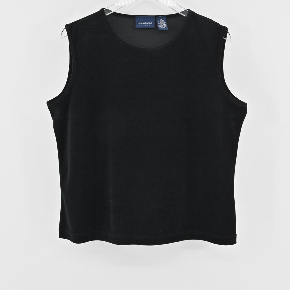 LIZ CLAIBORNE Velvet Top Womens Size‎ XL Black Sleeveless Corpcore Office Cotton